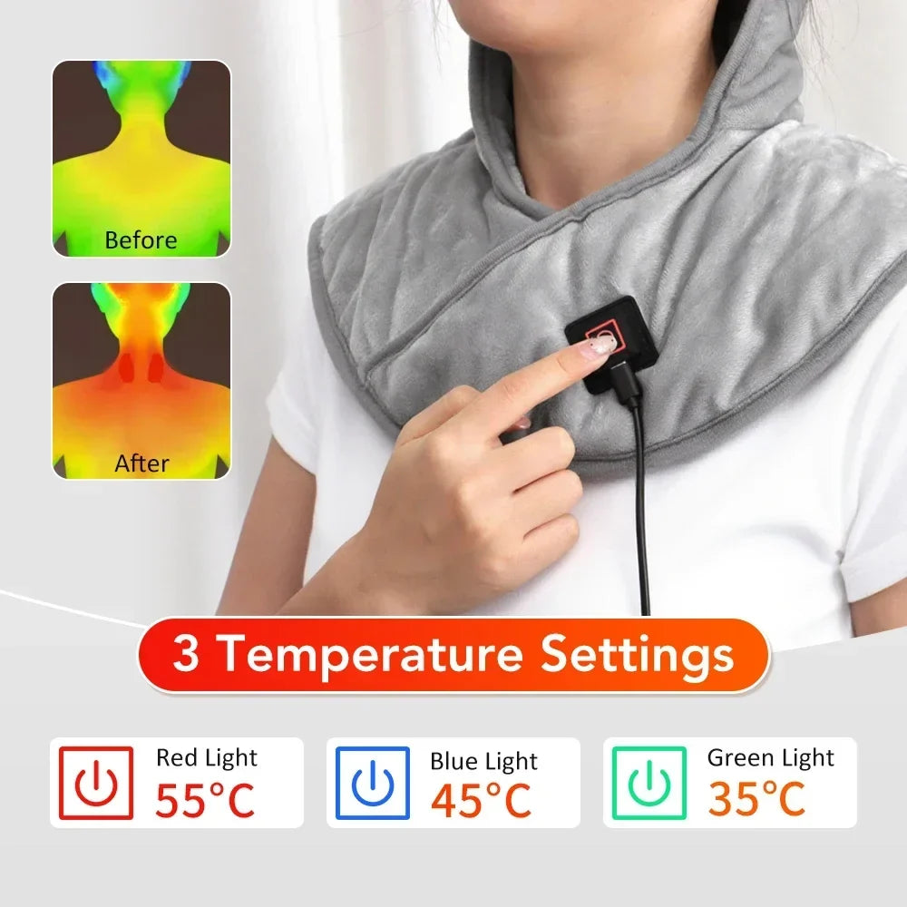 Electric Heating Shoulder Neck Pads Cervical Shawl Massager Cervical Brace Wrap Thermal Compress Relieve Fatigue Warm Back